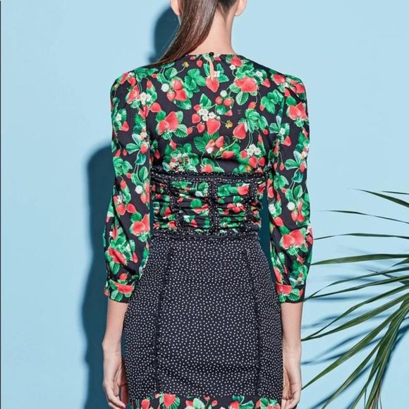 Fleur du Mal Silk Polka Dot Mini Skirt Love Bound Strawberry Print 4 New - Picture 5 of 16